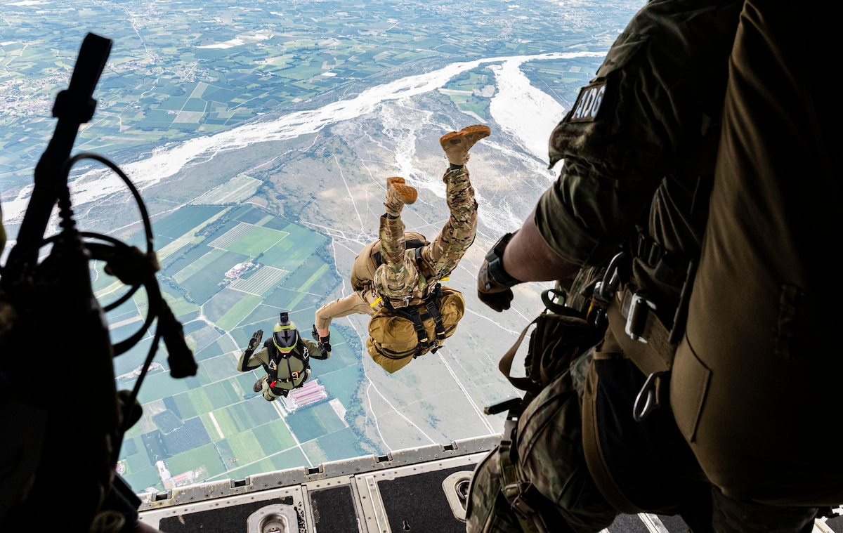 Airman jumping from C-130