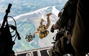 Airman jumping from C-130