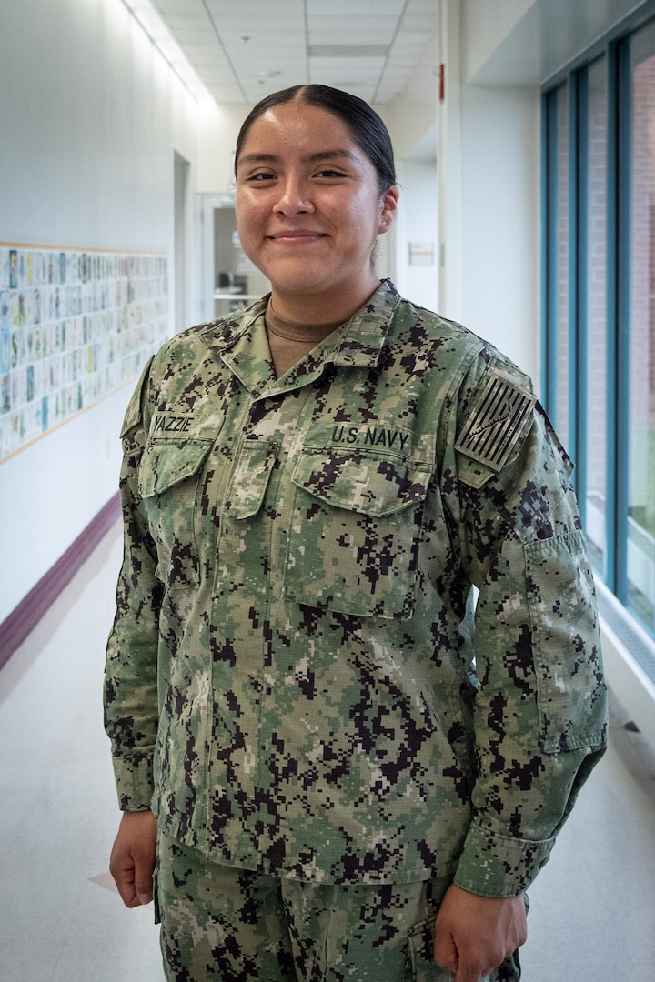 Hospitalman Cyerra Yazzie serves as a General Duty Corpsman aboard Naval Health Clinic Cherry Point where she assists in patient care and helps train fellow staff members.

Yazzie was honored by the Carteret County Chamber of Commerce Military Affairs Committee with the John C. Beitz Service Person of the Quarter award Wednesday, August 20, 2025.

The award celebrates service members whose contributions to communities surrounding MCAS Cherry Point reflect the same energy and dedication they bring to serving in the military.