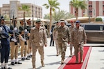 Air Force Gen. Steve Nordhaus, chief, National Guard Bureau, joins Gen. Fayyad Al-Ruwaili, chief of general staff, Saudi Arabian Armed Forces; Army Maj. Gen. Thomas Mancino, Oklahoma’s adjutant general; Army Brig. Gen. Lawrence Muennich, Indiana’s adjutant general, and senior enlisted leaders for a ceremony to formalize the Kingdom of Saudi Arabia’s entry into the 115-nation Department of Defense National Guard Bureau State Partnership Program, Riyadh, Saudi Arabia, Aug. 21, 2025. Under the SPP, Indiana and Oklahoma National Guardsmen will train with Saudi Arabian Armed Forces counterparts to build collective readiness to enhance regional stability and advance global security.