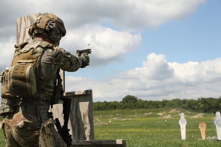 Illinois Army National Guard Soldiers fire during the TAG 25 competition, Aug. 21, 2025.