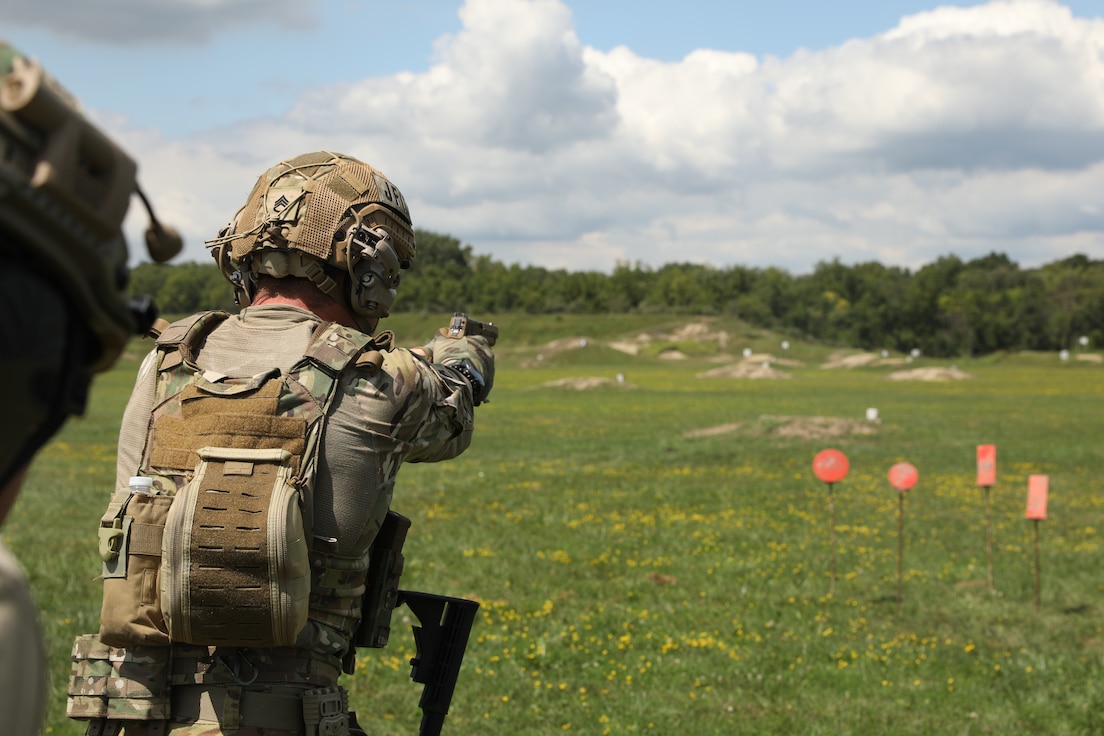 Illinois Army National Guard Soldiers fire during the TAG 25 competition at Marseilles, Aug. 21, 2025.