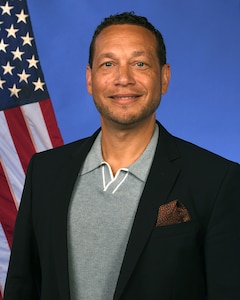 Eric Rodriguez, 177th Fighter Wing Personal Financial Counselor, poses for an official photo at the 177th FW, Egg Harbor Township, New Jersey, Aug. 14, 2025. (U.S. Air National Guard photo by Airman 1st Class Andrew Relyea)