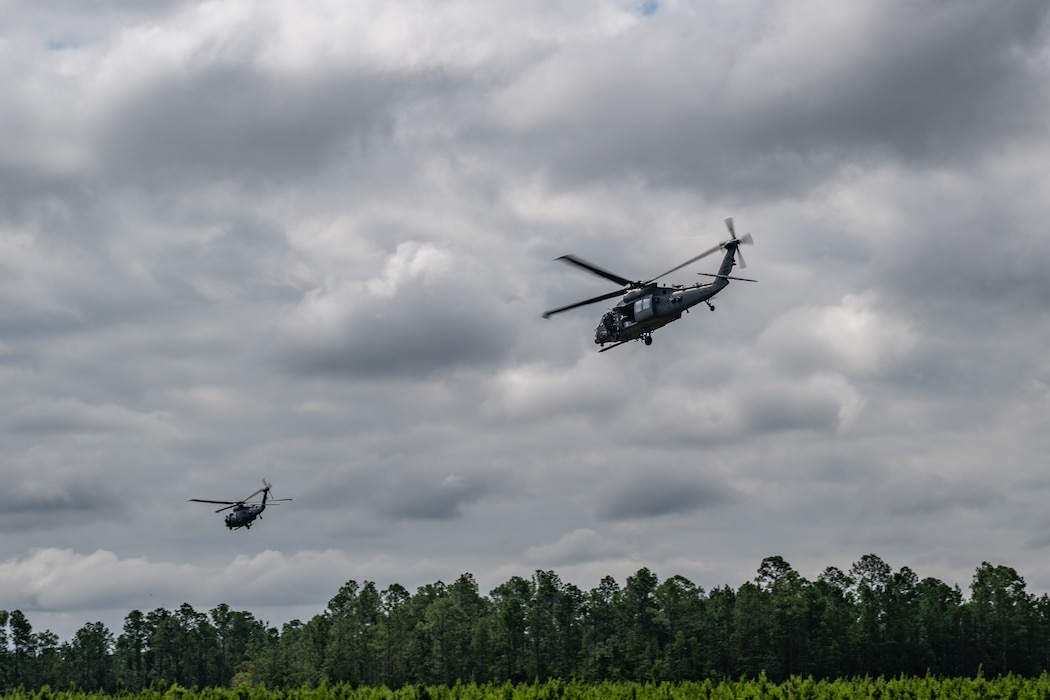 Servicemembers from the 23rd Wing and Marine aviation units held a joint combat search and rescue task force (CSARTF) exercise on Aug. 7, 2025, at Moody Air Force Base’s new Kight Training Range.