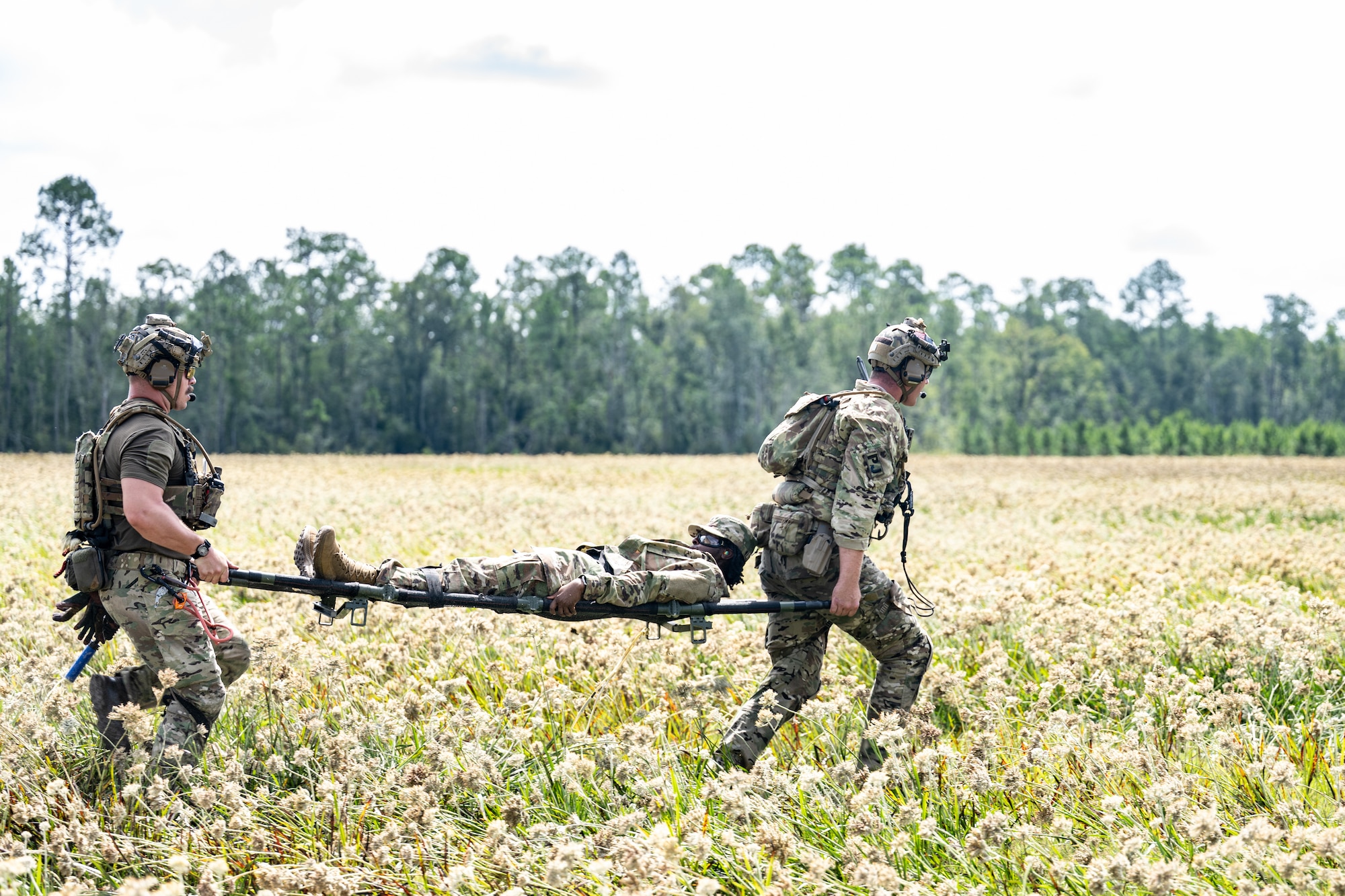 Servicemembers from the 23rd Wing and Marine aviation units held a joint combat search and rescue task force (CSARTF) exercise on Aug. 7, 2025, at Moody Air Force Base’s new Kight Training Range.