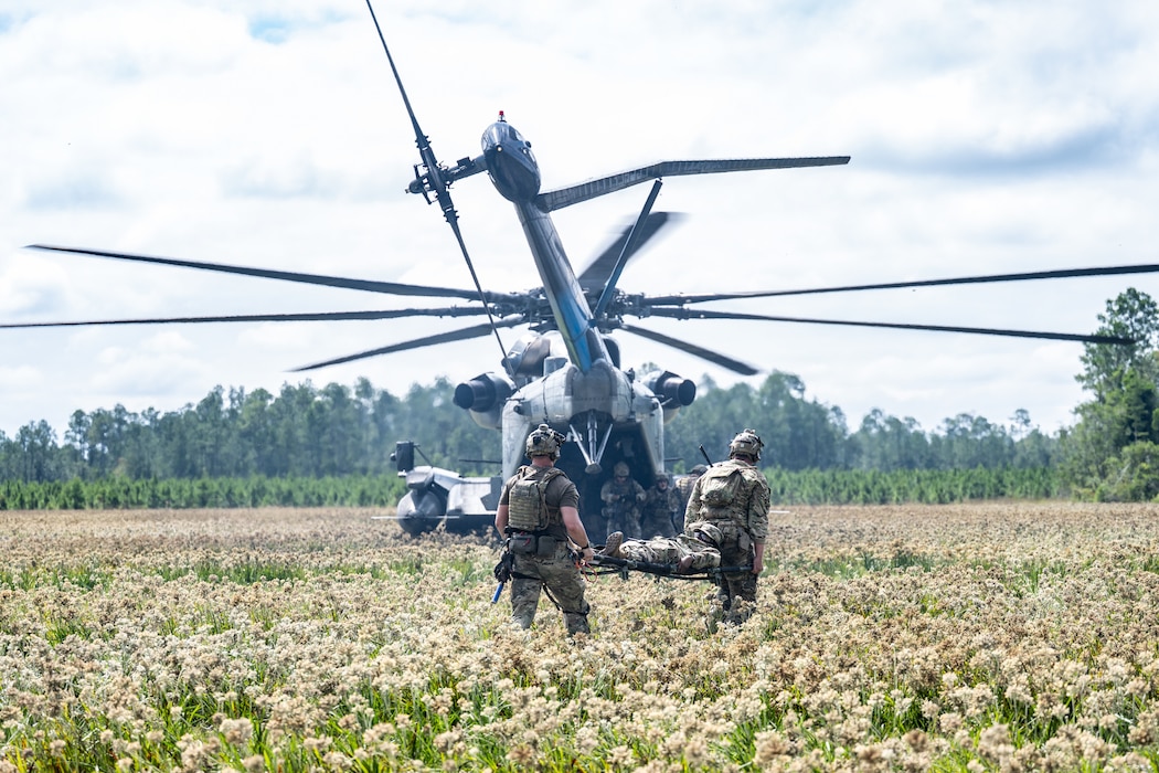 Servicemembers from the 23rd Wing and Marine aviation units held a joint combat search and rescue task force (CSARTF) exercise on Aug. 7, 2025, at Moody Air Force Base’s new Kight Training Range.