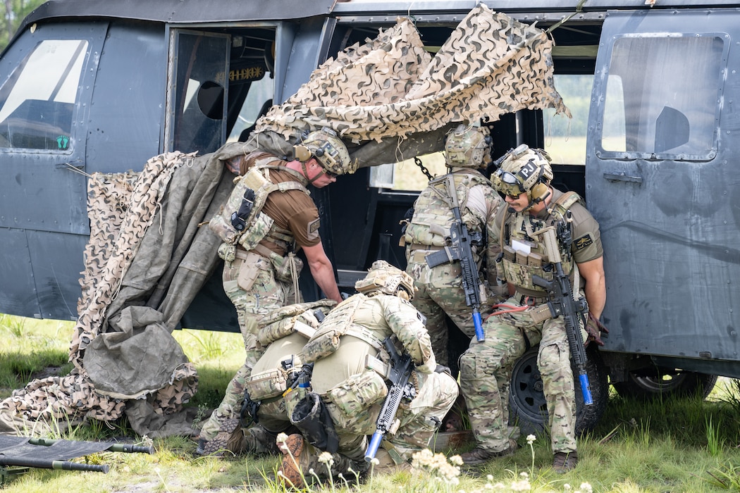 Servicemembers from the 23rd Wing and Marine aviation units held a joint combat search and rescue task force (CSARTF) exercise on Aug. 7, 2025, at Moody Air Force Base’s new Kight Training Range.