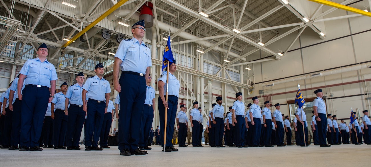 Airmen stand in formation