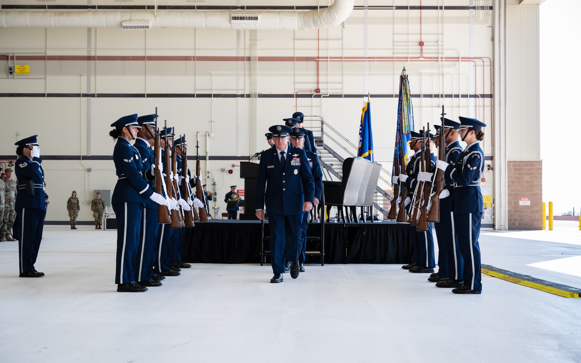 General receives salute during ceremony