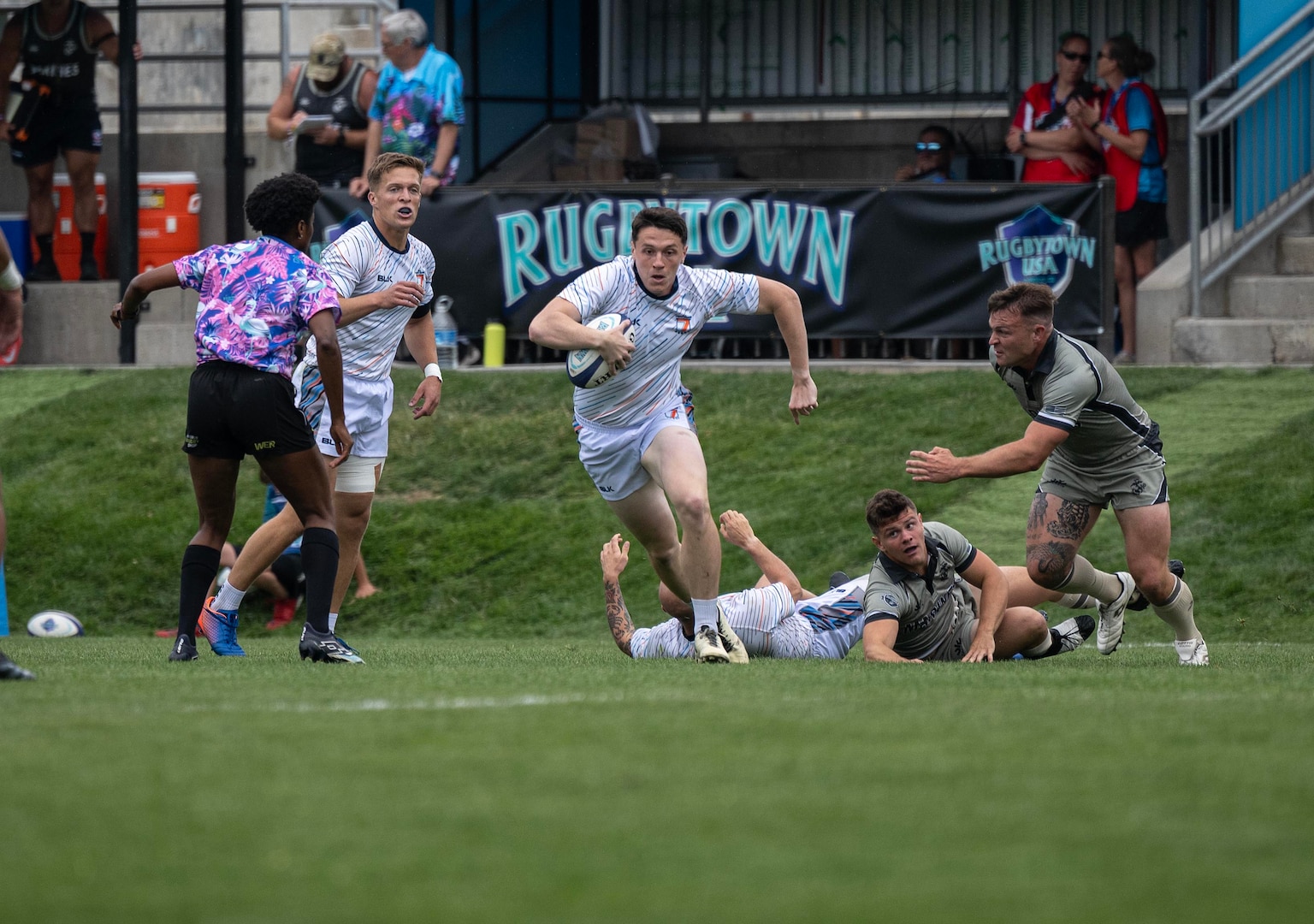 The 2025 Armed Forces Men’s Rugby Championships held in conjunction with Rugbytown 7’s Tournament in Glendale, Colo. from August 22-24. Service members from the Army, Marine Corps, Navy, Air Force (with Space Force players), and Coast Guard battle it out for gold.