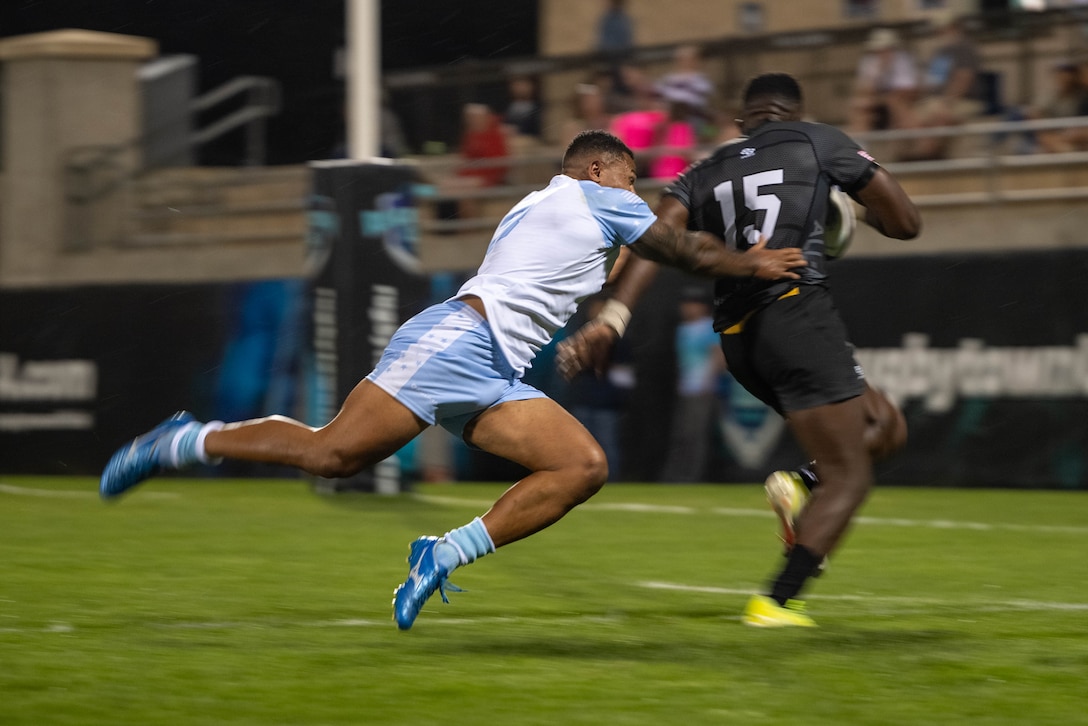 The 2025 Armed Forces Men’s Rugby Championships held in conjunction with Rugbytown 7’s Tournament in Glendale, Colo. from August 22-24. Service members from the Army, Marine Corps, Navy, Air Force (with Space Force players), and Coast Guard battle it out for gold.