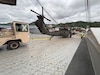 U.S. Army soldiers from 1-52 General Support Aviation Battalion, 11th Airborne Division, offload a UH-60 Black Hawk helicopter from the Cape Hudson Vessel during port operations in support of Super Garuda Shield at the port of Panjang, Indonesia, during Super Garuda Shield 25, August 13, 2025.