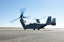 U.S. Marines with Marine Medium Tiltrotor Squadron (VMM-774) assigned to Special Purpose Marine Air-Ground Task Force-250 carry out outreach and engagement flights with distinguished visitors at the Signature Aviation Boston Logan International Airport in Boston, Mass., Aug. 22, 2025. The Marine Corps is celebrating its 250th birthday by including activations across the city featuring aircraft, equipment, recruiting opportunities, and public engagements. (U.S. Marine Corps photo by Lance Cpl. Alondra Y. Lopez Gonzalez)