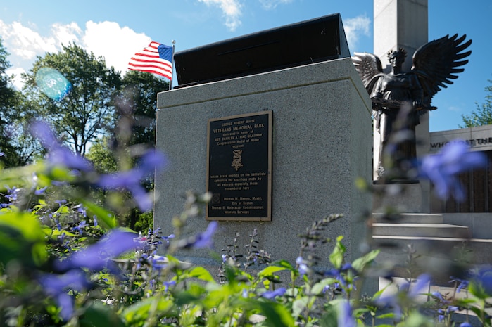 U.S. Marines assigned to Special Purpose Marine Air-Ground Task Force-250 take part in restoring the World War II Memorial, Back Bay Fens park, during Marine Week Boston, Aug. 24, 2025. Marines stationed across the globe commemorate the 250th anniversary of the Marine Corps, honoring a distinguished legacy of service, sacrifice, and unwavering fidelity to both the nation and fellow Marines. (U.S. Marine Corps photo by Matthew A. McDonnell)