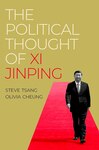Book cover of The Political Thought of Xi Jinping by Steve Tsang and Olivia Cheung. The background is gold with the title text in large white and red letters. At the bottom right, a black-and-white image of Xi Jinping is shown walking on a bright red carpet.