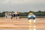 JACKSONVILLE, Fla. (Aug. 07, 2024) An F-35B Lightning II assigned to Marine Fighter Attack Squadron 122 at Yuma, Ariz., taxis after landing at Naval Air Station Jacksonville as part of the aircraft’s temporary transfer to Fleet Readiness Center Southeast (FRCSE). The jet is the first F-35 ever inducted into the depot and is part of a readiness improvement initiative to support corrosion mitigation efforts for the U.S. Marine Corps (USMC). (U.S. Navy photo by Toiete Jackson/Released)