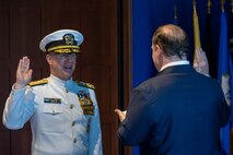 Adm. Daryl Caudle assumed the duties as the 34th Chief of Naval Operations (CNO) during an assumption of office ceremony, attended by over 300 Department of Defense (DoD) senior leaders, distinguished guests and families at the Washington Navy Yard in Washington D.C., Aug. 25.