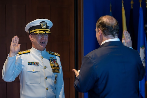 Adm. Daryl Caudle assumed the duties as the 34th Chief of Naval Operations (CNO) during an assumption of office ceremony, attended by over 300 Department of Defense (DoD) senior leaders, distinguished guests and families at the Washington Navy Yard in Washington D.C., Aug. 25.