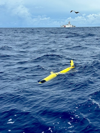 The USCGC Oliver Henry (WPC 1140) crew deploy two oceanographic data-collecting autonomous underwater vehicles known as Littoral Battlespace Sensing – Gliders (LBS-G), in conjunction with the U.S. Naval Oceanographic Office, near the Commonwealth of the Northern Mariana Islands on July 18, 2025, to better understand the physical properties of the ocean. The crew completed a 28-day operational period under Operation Rematau from July 14 to August 11, delivering robust maritime security, safety, and community engagement across Guam and the Commonwealth of the Northern Mariana Islands.