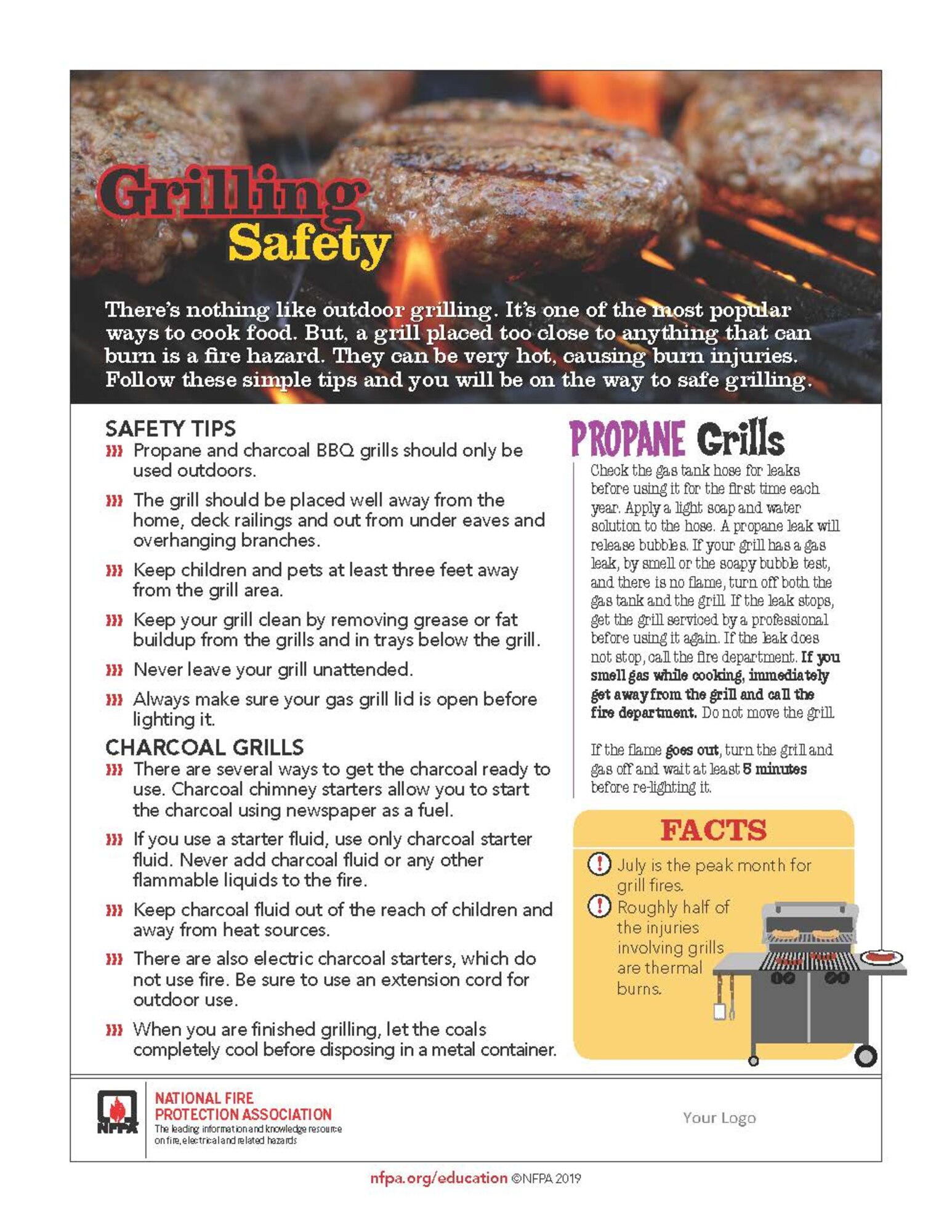 Arnold Air Force Base Fire and Emergency Services is offering tips for a safer Labor Day weekend. Grilling is a popular activity for many over the holiday. Among other advice, it is recommended that grills only be used outdoors and well away from structures, children and pets be kept away grills, and items used to extinguish fires be kept readily accessible. (National Fire Protection Association graphic)
