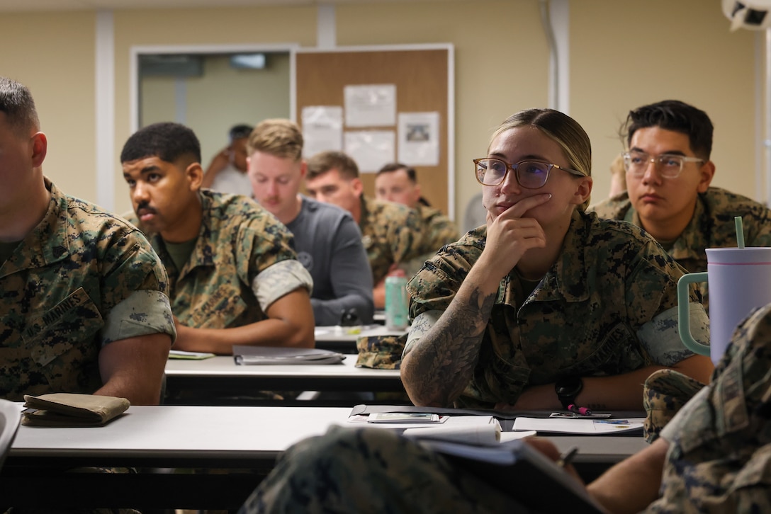 U.S. Marines and civilians across Marine Corps Base Camp Pendleton attend a Barracks Manager Course at MCB Camp Pendleton, Aug. 20, 2025. Hosted by the Unaccompanied Housing Division, the course is designed to introduce the roles and responsibilities of barracks managers involved in the day-to-day operation and management of barracks facilities, including eligibility determination, resident assignment and termination, inspections, maintenance, furnishing, and resident customer relations. (U.S. Marine Corps photo by Cpl. Jacqueline Akamelu)