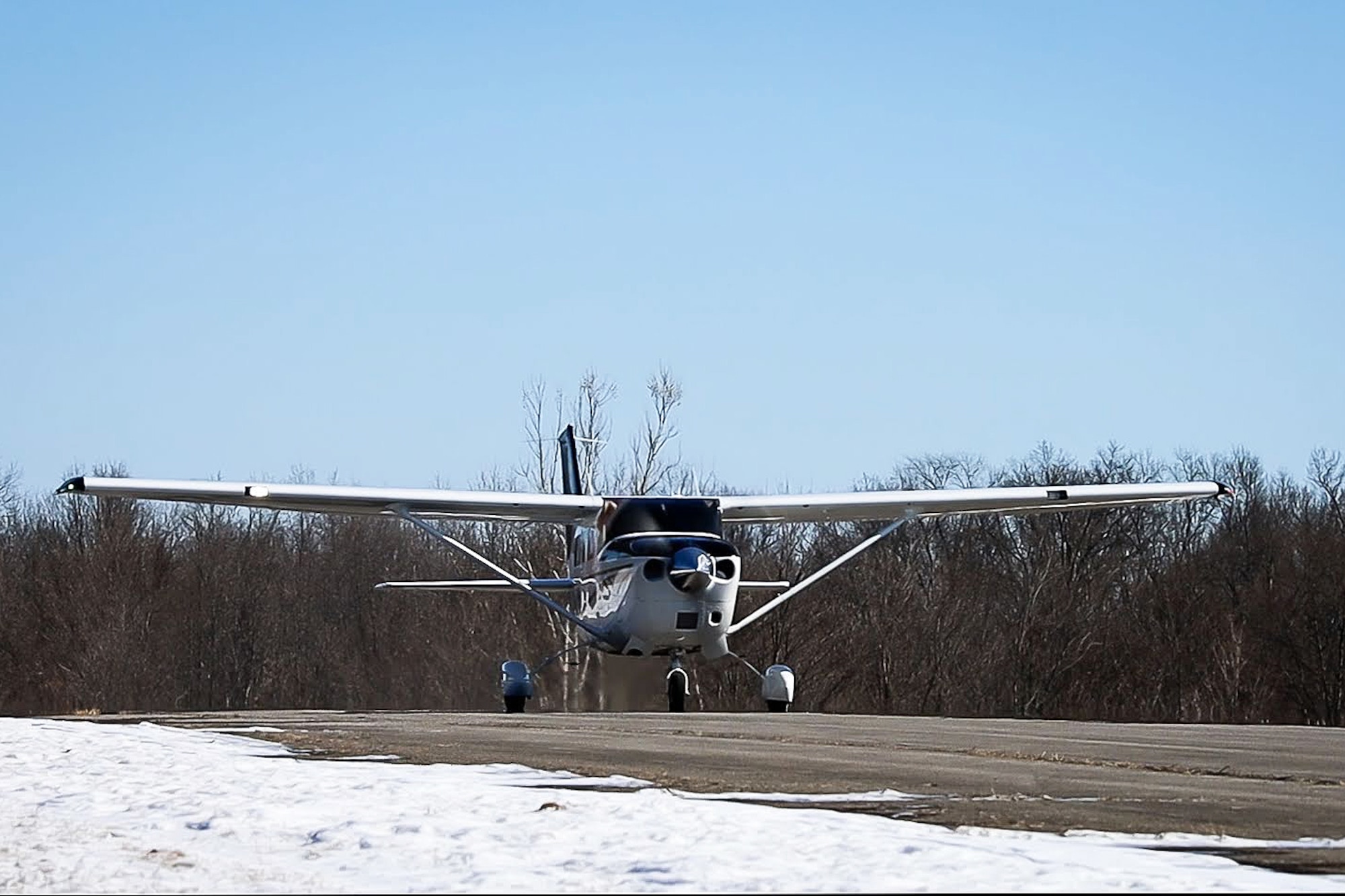 A view of one of the new Cessna 206 aircraft that the 2nd Aviation Detachment houses for the Academic Flight Program.