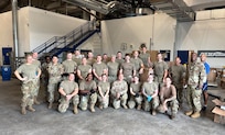 Airmen from the 157th Air Refueling Wing pack critical resources to send to the hardest hit areas in Cabo Verde after Tropical Storm Erin, Aug. 14, 2025