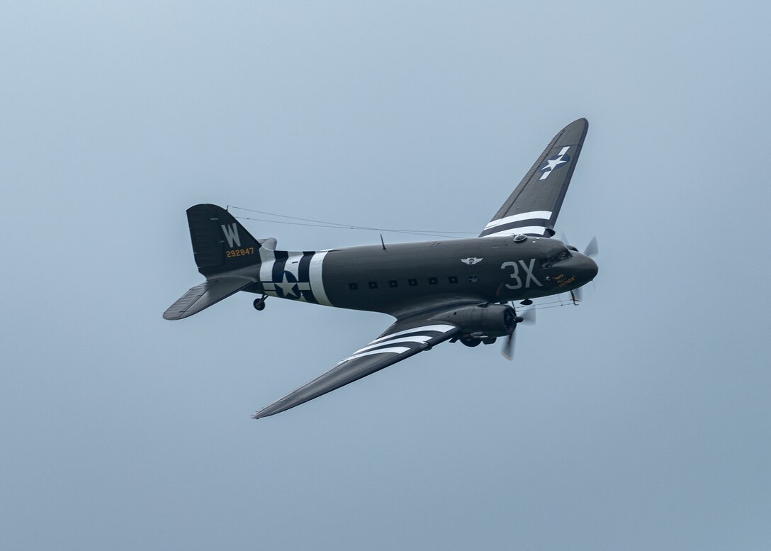 A Douglas C-47 Skytrain aircraft “That’s All, Brother” performs during the 2025 Defenders of Liberty Air Show at Barksdale Air Force Base, La., March 29, 2025.