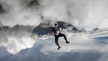 U.S. Air Force Tech. Sgt. Michael Goodwin, 9th Physiological Support Squadron aircrew flight equipment technician, skydives over the United Kingdom August 7, 2021.