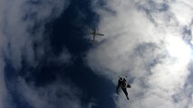 U.S. Air Force Tech. Sgt. Michael Goodwin, 9th Physiological Support Squadron aircrew flight equipment technician, skydives over the United Kingdom August 7, 2021.