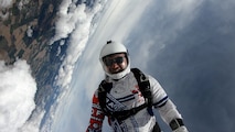 U.S. Air Force Tech. Sgt. Michael Goodwin, 9th Physiological Support Squadron aircrew flight equipment technician, skydives over the United Kingdom August 7, 2021.