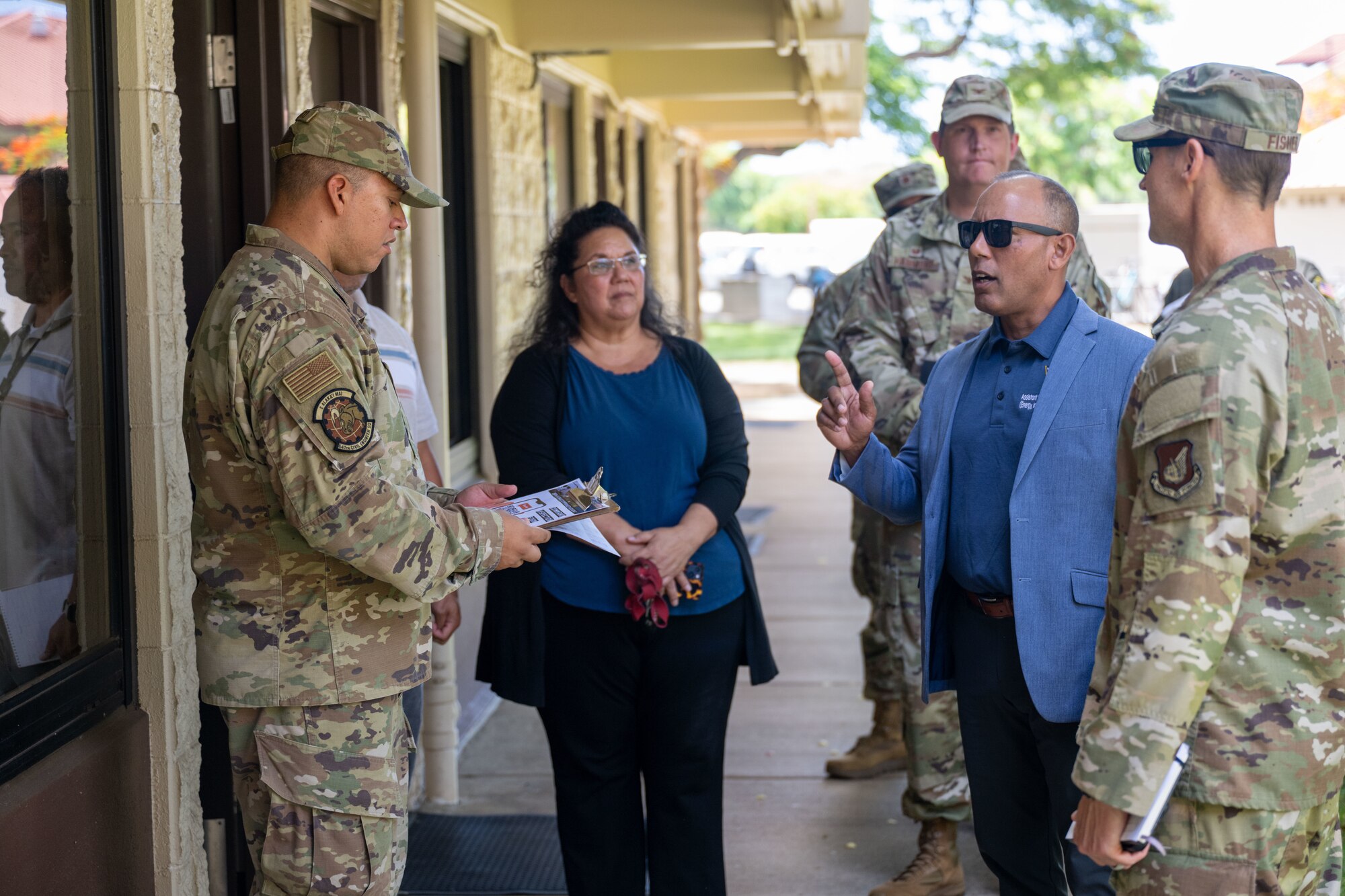 U.S. Air Force personnel tour the Air Force unaccompanied housing on Joint Base Pearl Harbor-Hickam, Hawaii.