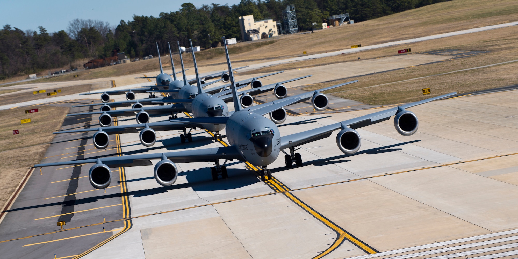 459th Air Refueling Wing KC-135R Stratotankers conduct an elephant walk during an alert exercise at Joint Base Andrews, Maryland, March 5, 2017.