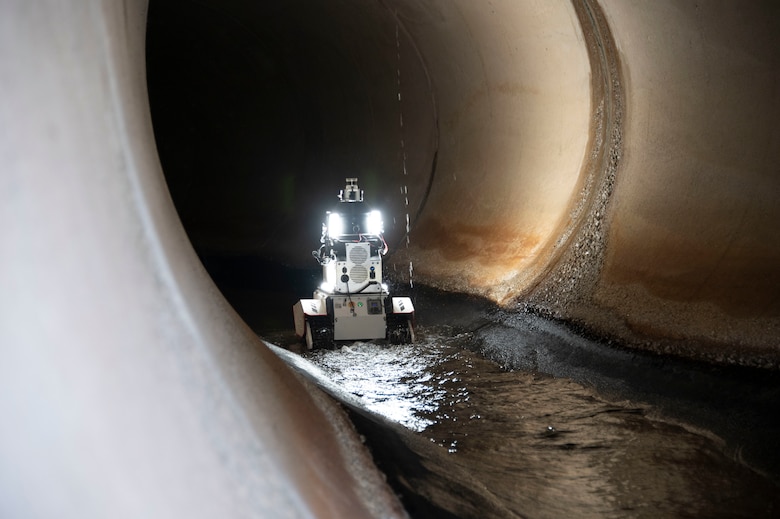 Mini Dambot performs inspection