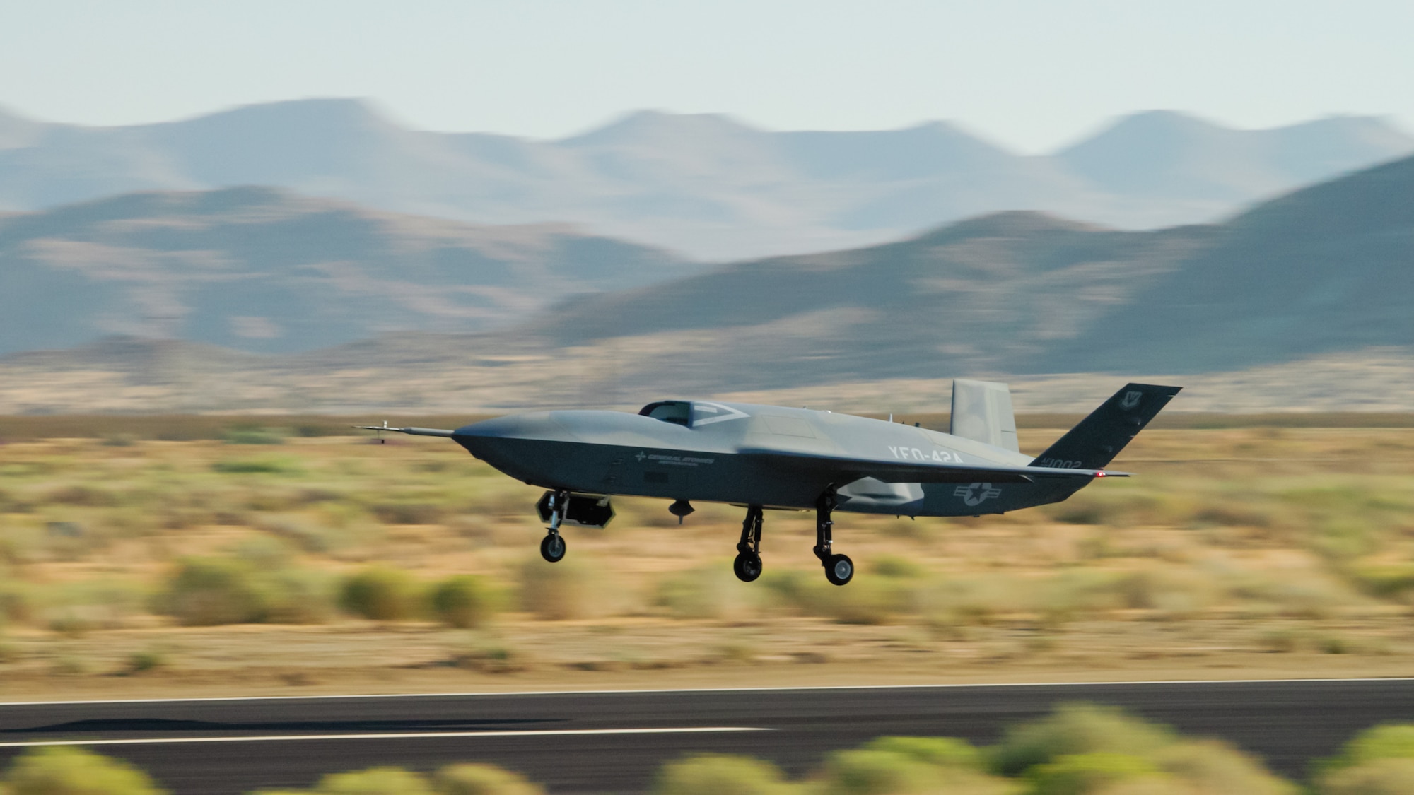 An aircraft takes off from a runway.