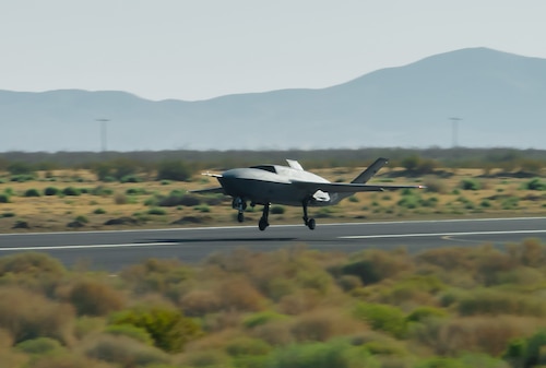 An aircraft takes off from a runway.