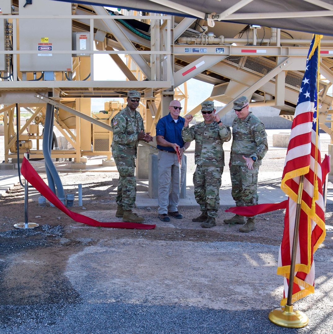Col. Matthew Johnson, White Sands Missile Range Test Center (WSTC) Commander, attended the Defense Threat Reduction Agency (DTRA) ribbon-cutting ceremony for their new Batch Plant on Aug. 19, 2025, in support of an installation partner.