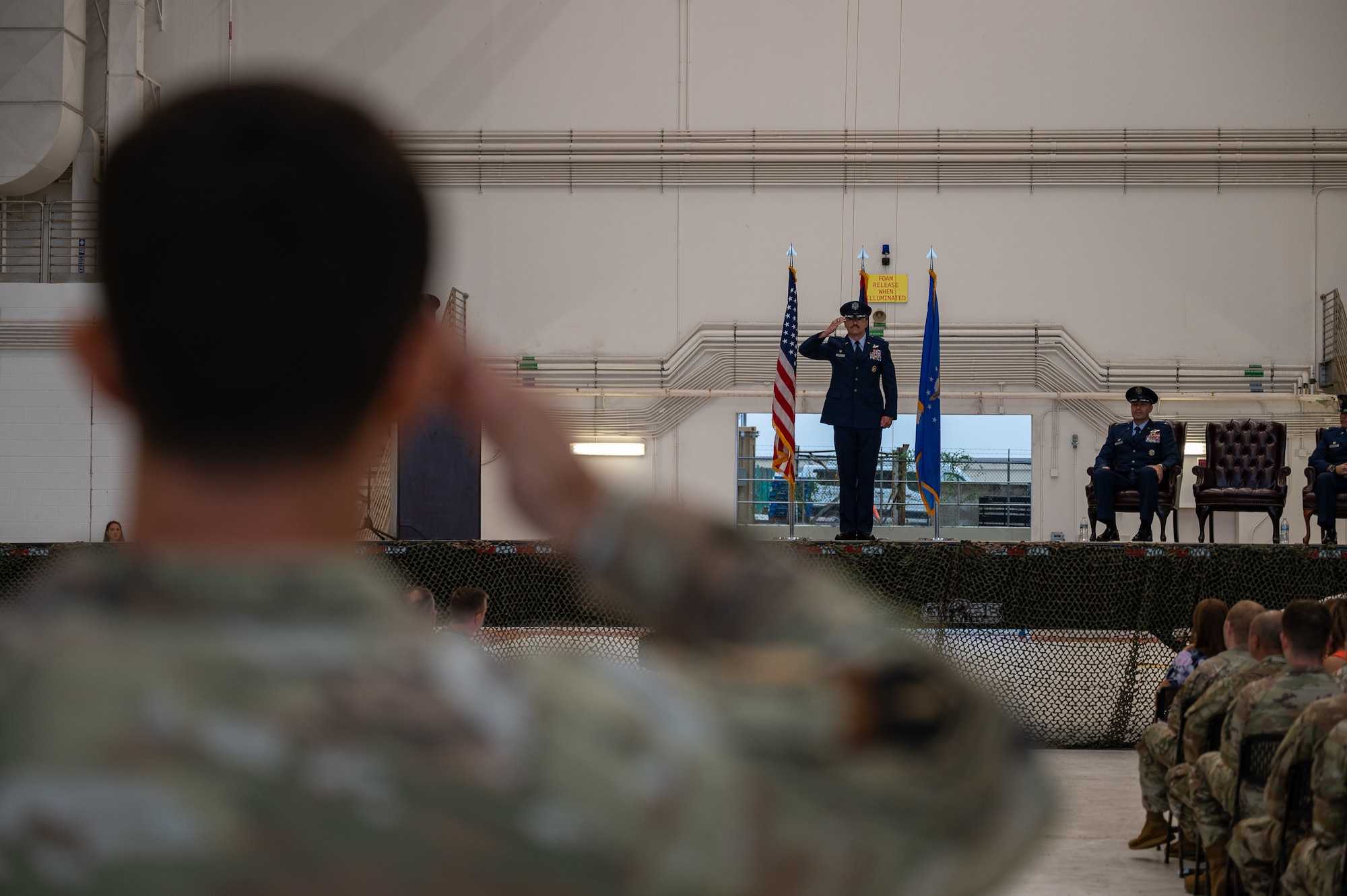 Col. Andrew Miller renders his first salute to the Contingency Response Group.