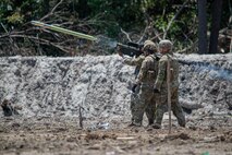 U.S. Army Pfc. Jackson Muse, infantryman assigned to the 11th Airborne Division, fires an FIM-92 Stinger for the first time in Indonesia during Super Garuda Shield 25, in Baturaja, Indonesia, Aug. 26, 2025.