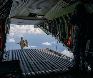 LAMPUNG, Indonesia (Aug. 24, 2025) — A U.S. Air Force Special Tactics operator with the 23rd Special Tactics Squadron, performs a High-Altitude Low Opening jump during Super Garuda Shield 2025 at Gatot Soebroto Airport, Lampung, Indonesia, August...