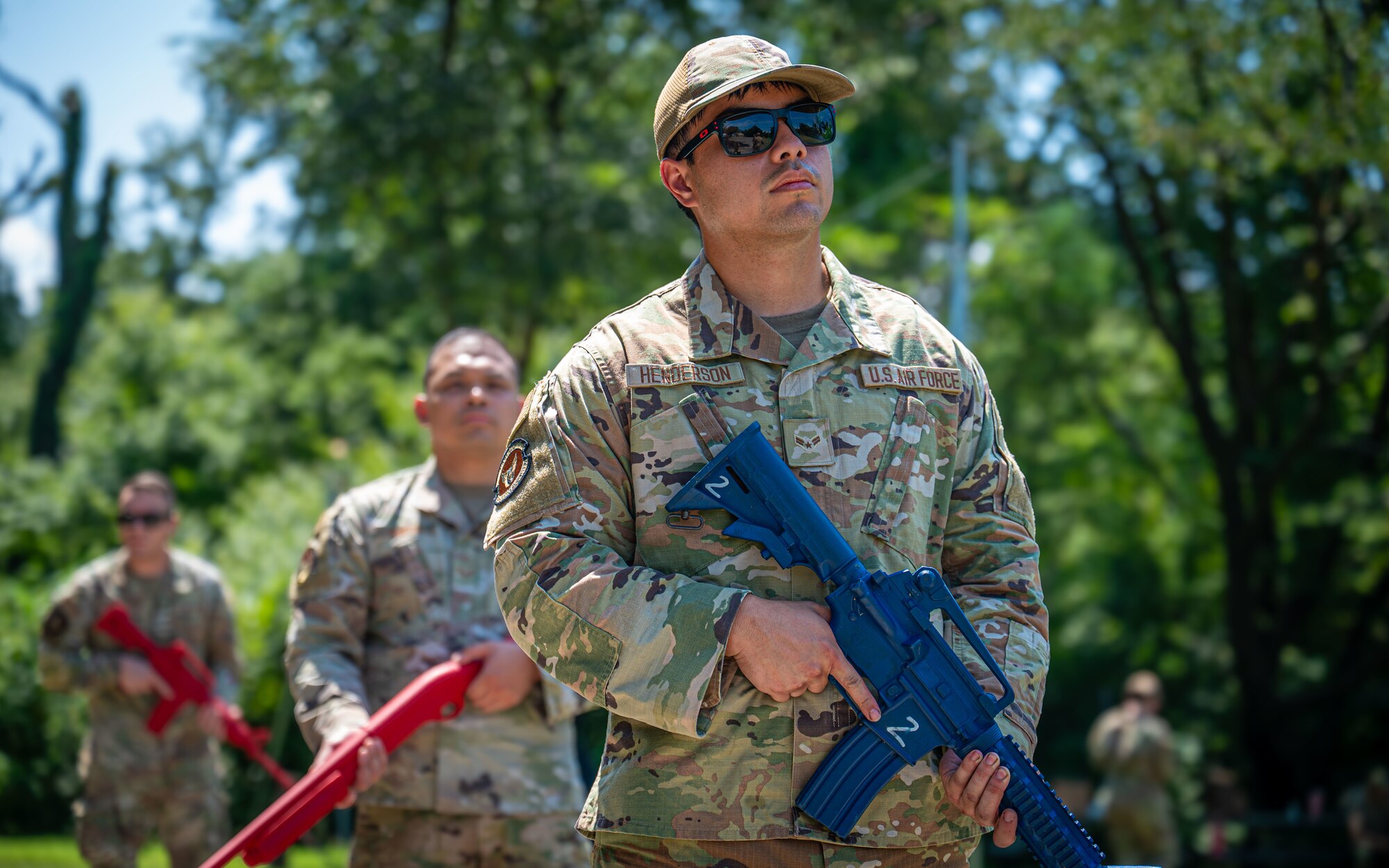 Airmen do weapons training.