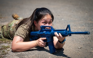 Airman does weapon training.