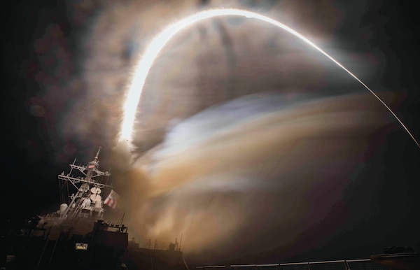 Guided-missile destroyer USS Carney launches land attack missiles while operating in U.S. Naval Central Command area of operations, February 3, 2024