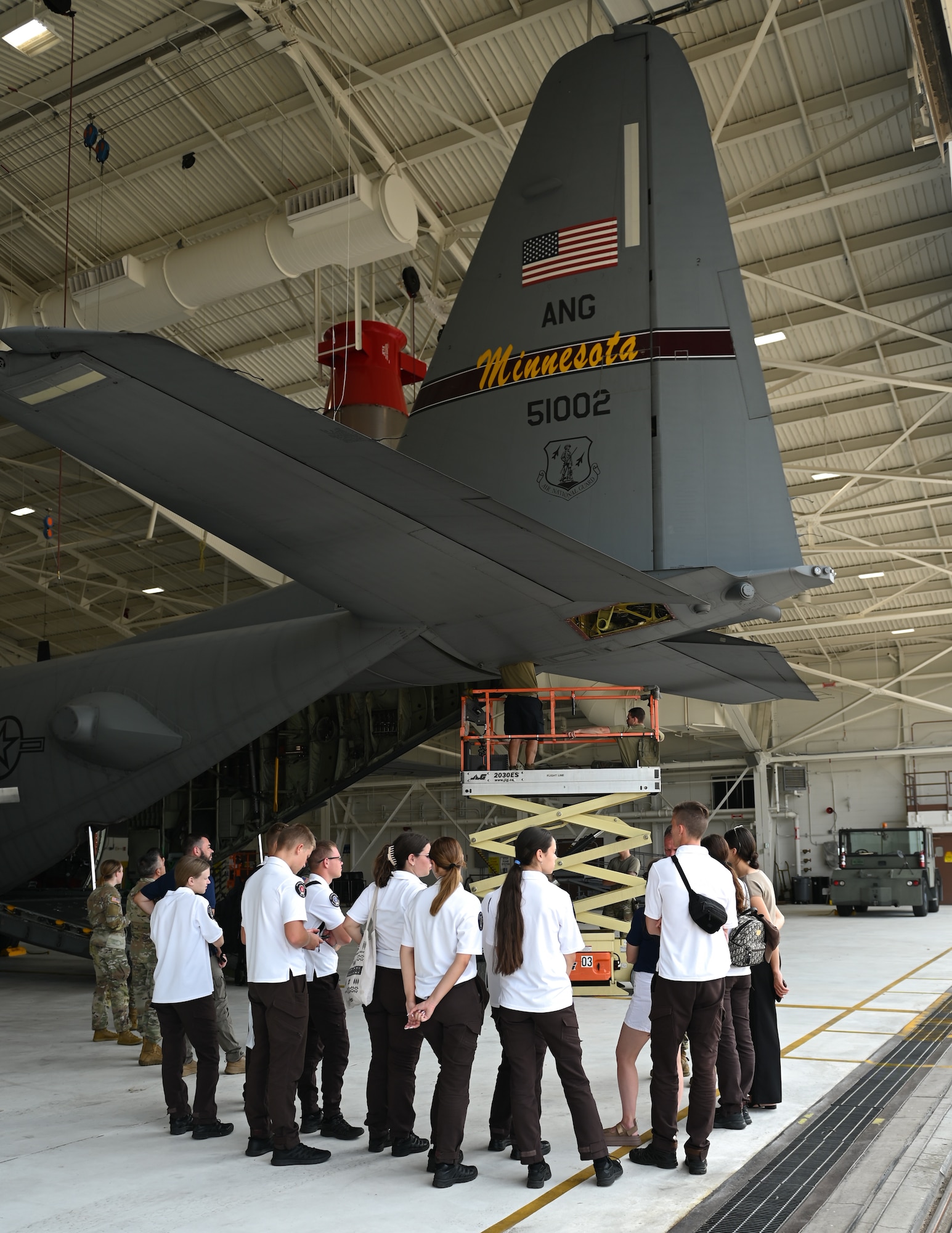Family members from the Protez Foundation toured the 133rd Airlift Wing in St. Paul, Minn., Aug. 11, 2025.