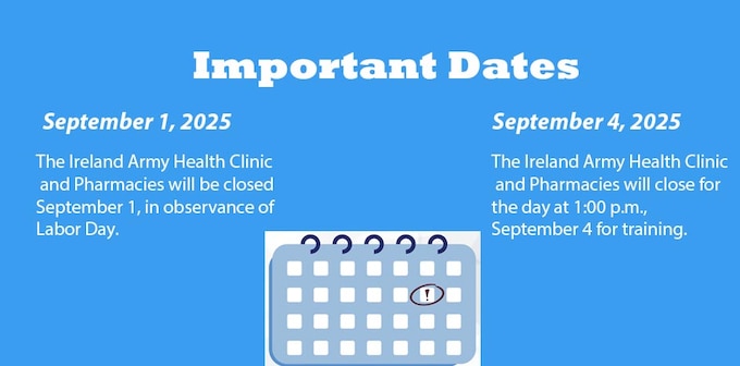 Please make note of these upcoming closures.