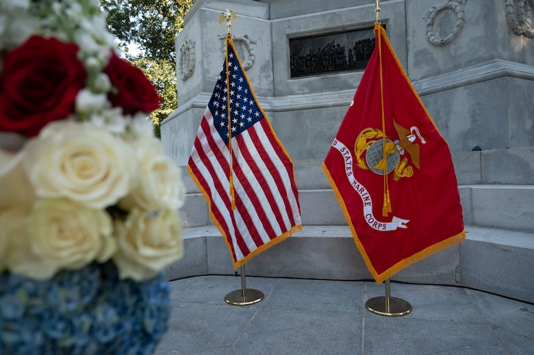 U.S. Marines assigned to Special Purpose Marine Air-Ground Task Force- 250 participate in a wreath laying ceremony at the Soldiers and Sailors Monument during Marine Week Boston, Aug. 23, 2025. The Marines held the ceremony for Sgt. Johanny Rosario Pichardo, a native of Lawrence, Mass., who made the ultimate sacrifice among 13 service members when a suicide bomber detonated outside Abbey Gate of Hamid Karzai International Airport in Kabul on Aug. 26, 2021. (U.S. Marine Corps photo by Matthew. A. McDonnell)