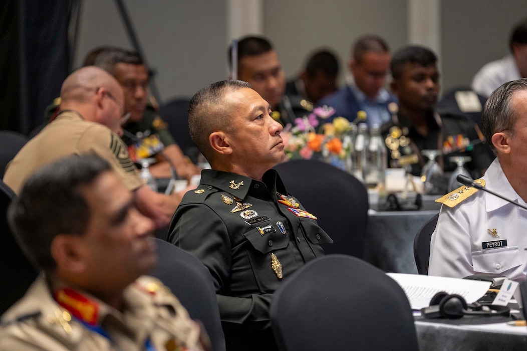 Gen. Songwit Noonpakdee, chief of defence forces for the Royal Thai Armed Forces, attends a discussion at a Chiefs of Defense Conference in Hua Hin, Thailand, Aug. 28, 2025.