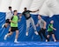 Airmen celebrate winning a soccer match during the Summer Games at Minot Air Force Base, Aug. 22, 2025. The Summer Games is an annual event at Minot AFB featuring a variety of sporting competitions designed to strengthen camaraderie and foster teamwork across Team Minot.