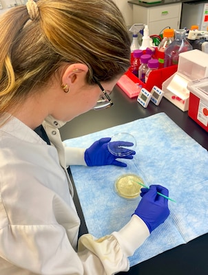 SAN DIEGO (July 21, 2025) Alejandra Abramson was an intern for Naval Health Research Center’s (NHRC) Operational Infectious Diseases laboratory, where she executed experiments that analyzed human urine and experiments that led to the protein expression and purification of new target proteins that were analyzed. NHRC, part of Navy Medicine Research & Development, supports Navy, Marine Corps, and joint U.S. warfighter health readiness and lethality with research and development that delivers high-value, high-impact solutions to the health and readiness challenges U.S. military population faces on the battlefield, at-sea, home and abroad. (U.S. Navy photo by John Marciano)
