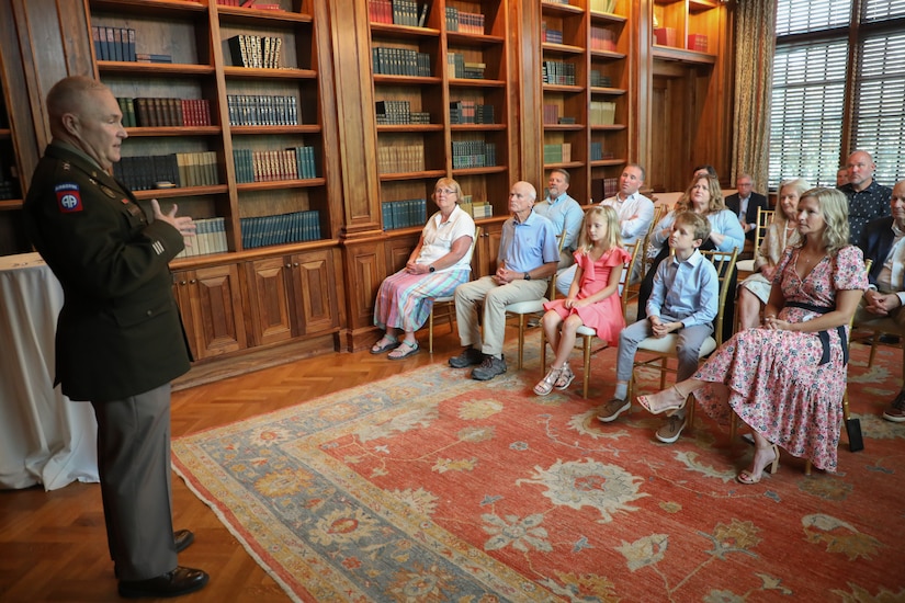 U.S. Army Maj. Gen. Haldane Lamberton, Kentucky adjutant general, speaks to the audience during Lt. Col. Derek Hart's promotion to colonel at the Louisville Country Club in Louisville, Kentucky, Aug. 20, 2025.